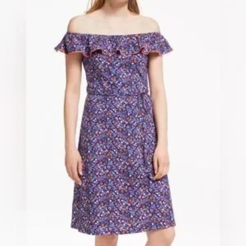 Boden Bethany Bardot Floral Knit Off Shoulder Dress